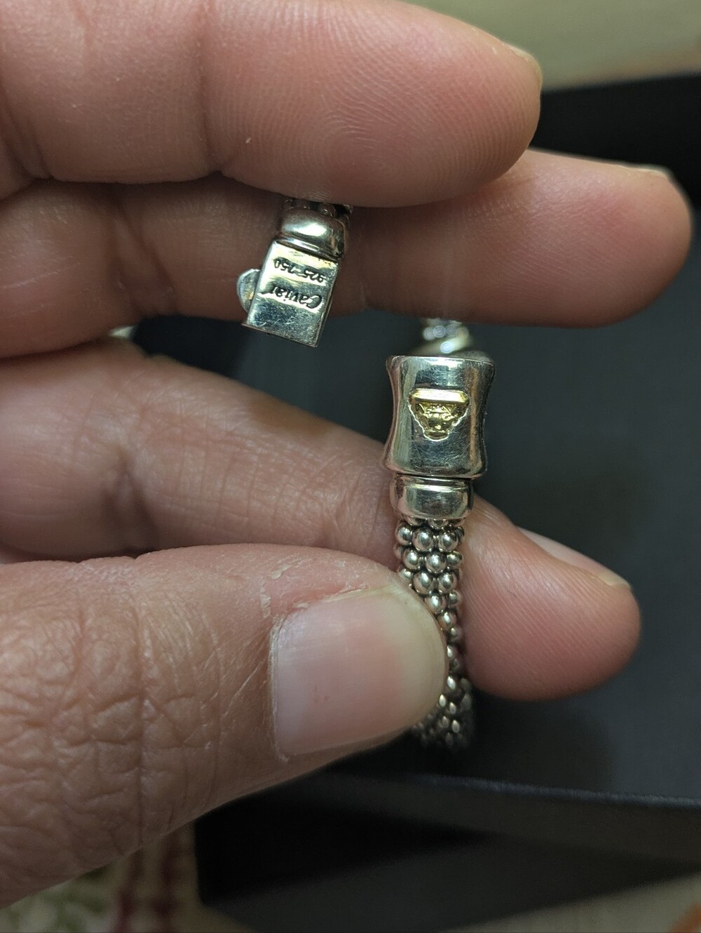 Two-Tone Five Ring Diamond Caviar Bracelet | 6mm - Picture 7 of 11